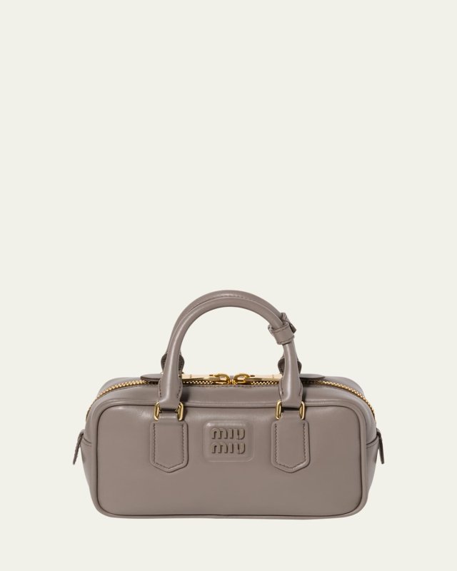 Zip Calf Leather Top-Handle Bag